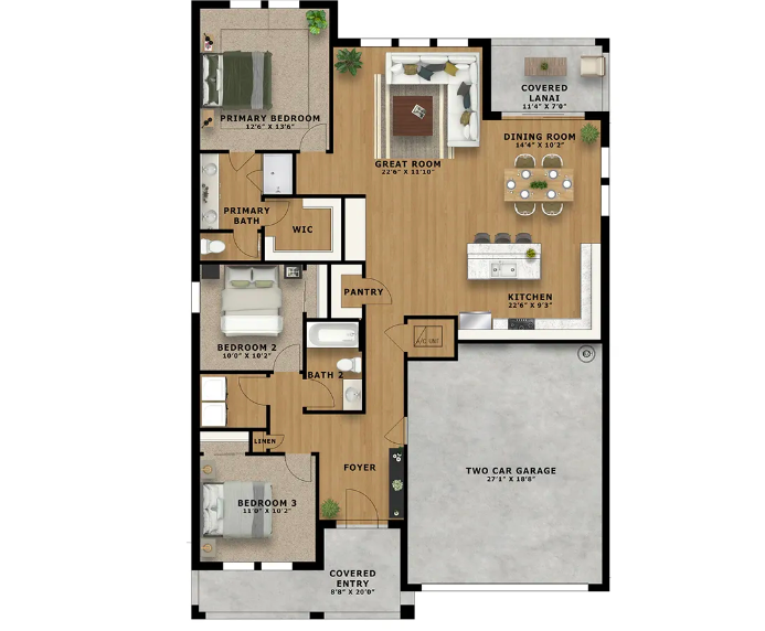 A sample floor plan for a home at Wildwood Landing