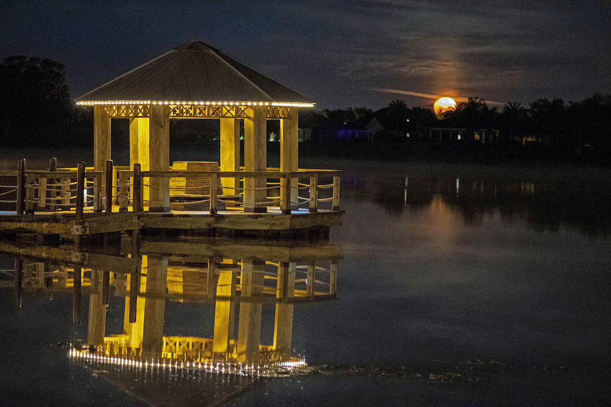 Full moon setting over Lake Sumter