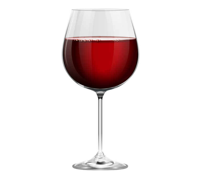 Realistic red burgundy wine glass isolated on white background
