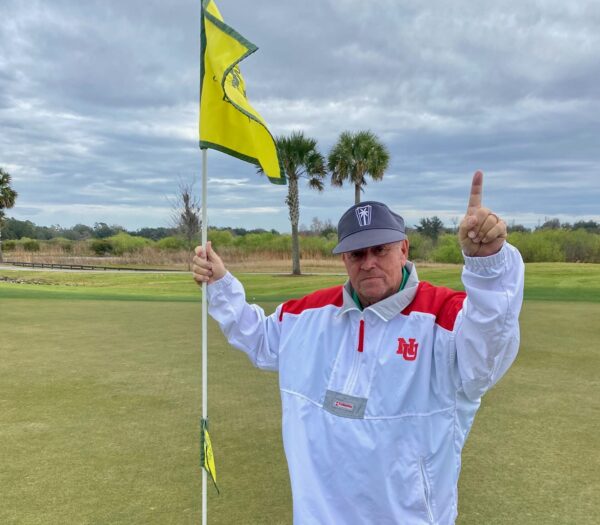 Jon Roudabush was thrilled to score the lucky ace at the Lowlands Executive Golf Course Jon Roudabush was thrilled to score the lucky ace at the Lowlands Executive Golf Course