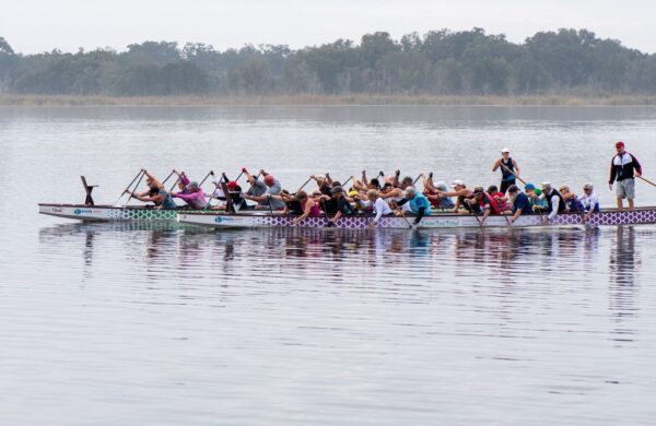 The HEAT Dragon Boat team trains at Lake Miona