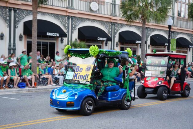Be Kind golf cart at 2024 St. Patrick's Day Festival in The Villages