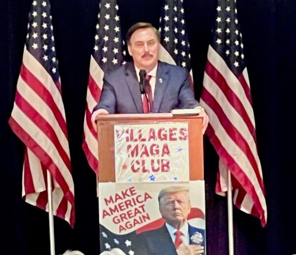 Mike Lindell spoke to The Villages MAGA Club on Sunday at Lake Miona Recreation Center.