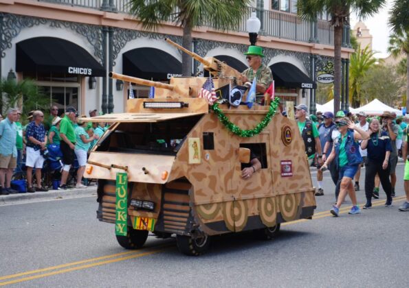 Tank at parade on St. Patrick's Day in The Villages