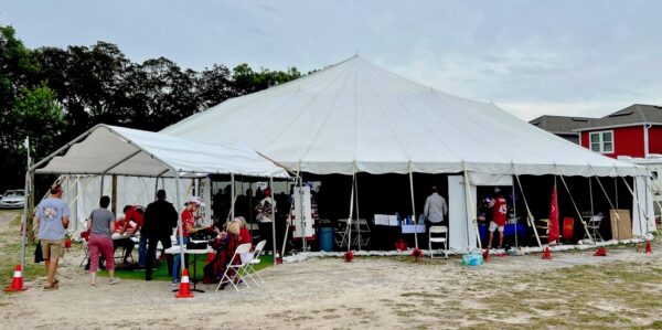 The Lou Dobbs event was at the tent at the Fellowship Church of The Villages