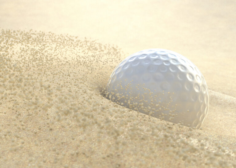 Golf Ball Hitting Bunker Sand