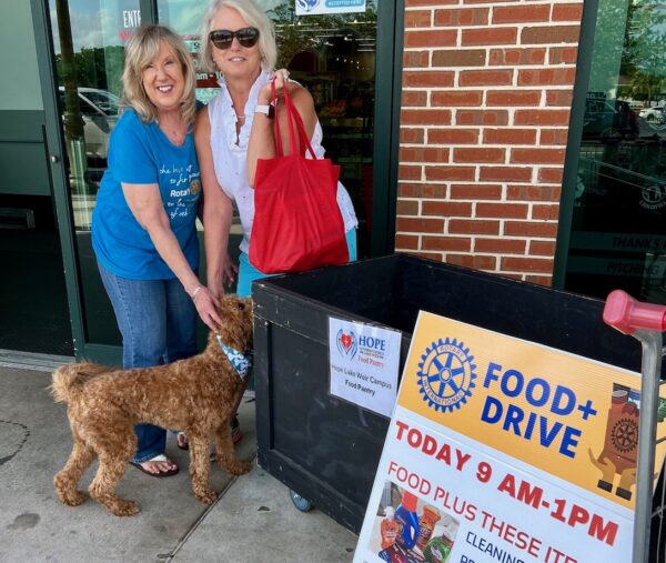 Cindy Dellefield, Village of Chitty Chatty & Ginger, her pet, donated her BOGO items at Winn Dixie at Sumter Landing
