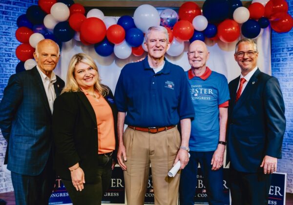 Congressman Daniel Webster, center, is flanke by state Sen. Dennis Baxley, U.S. Rep Kat Cammack, U.S. Rep. Bill Posey and State Rep. John Temple, from left.