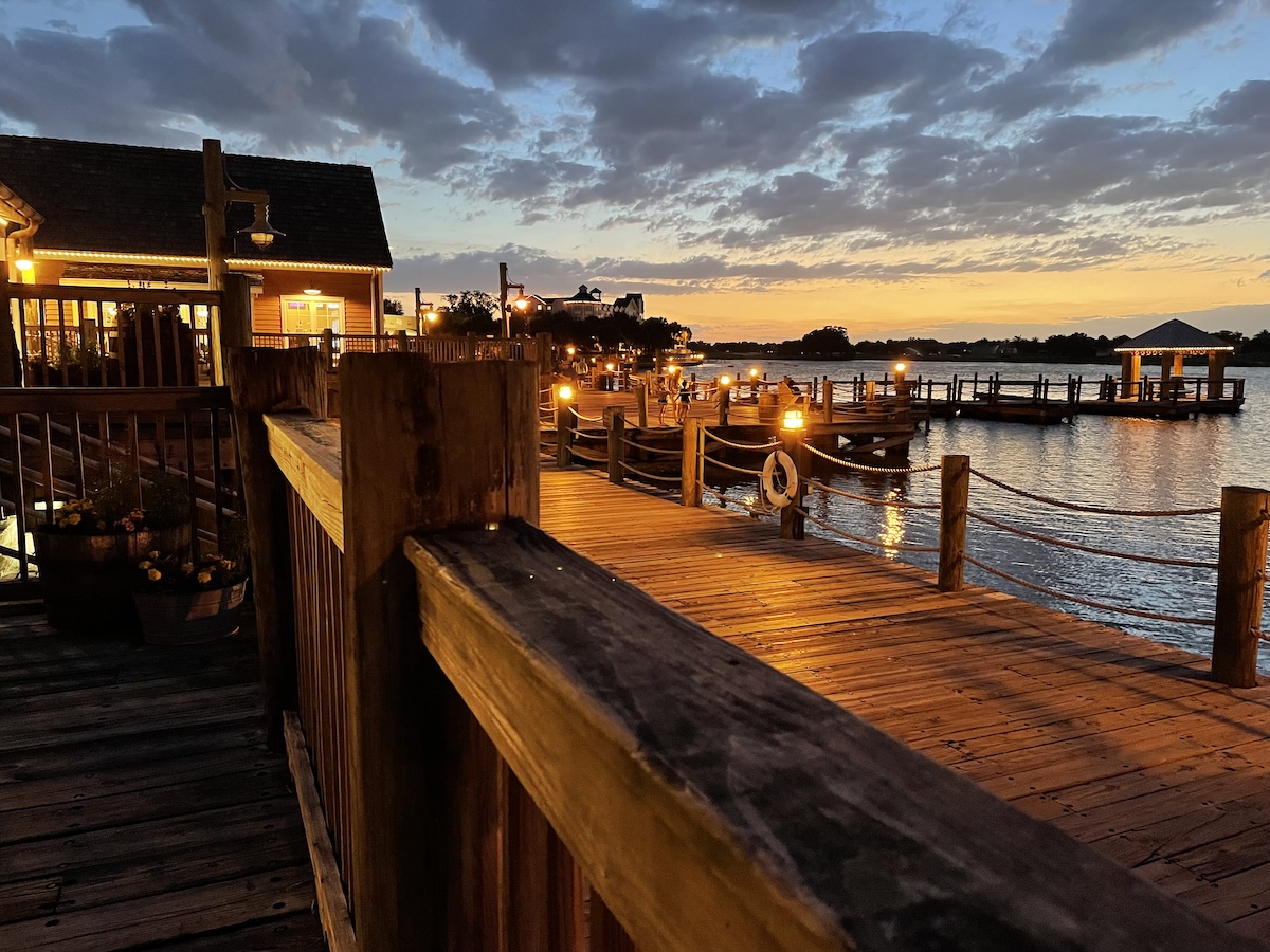 Sunset on the docks at Lake Sumter Landing