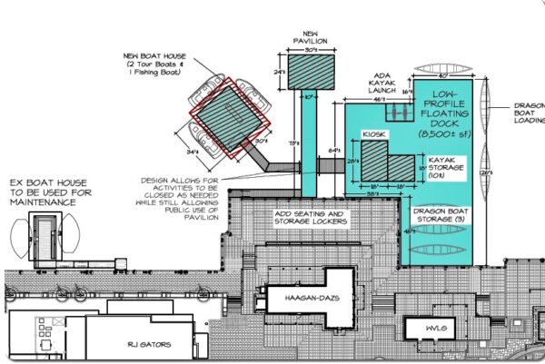 This drawing shows the plan for the waterfront improvements at Lake Sumter Landing This drawing shows the plan for the waterfront improvements at Lake Sumter Landing