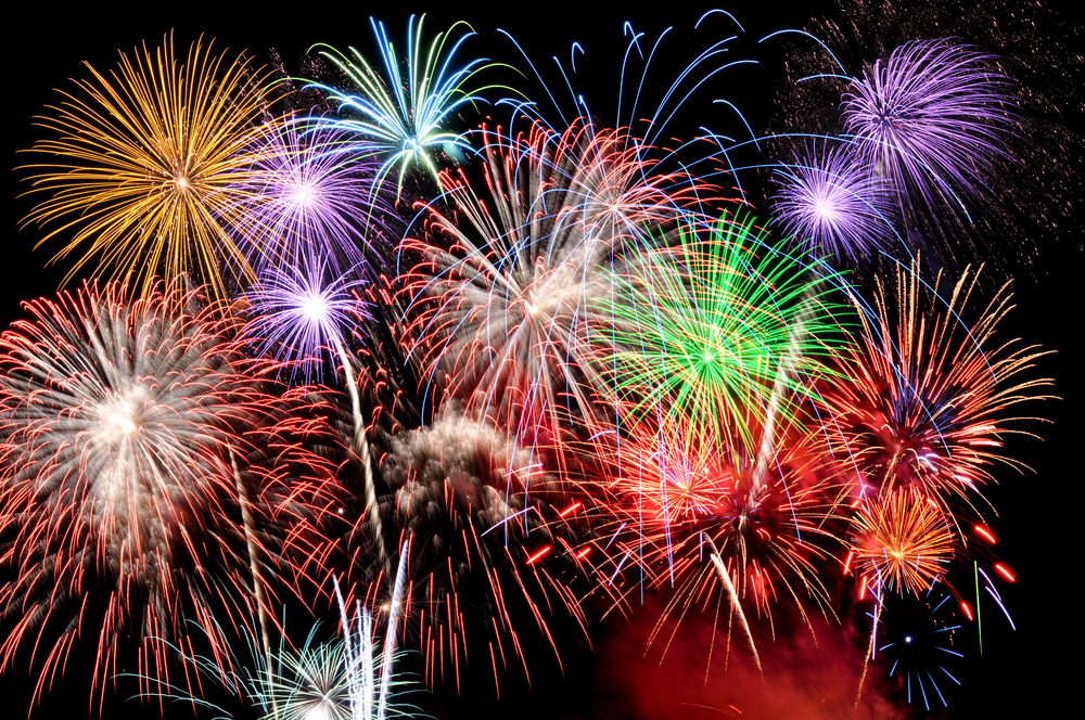 Fireworks of various colors