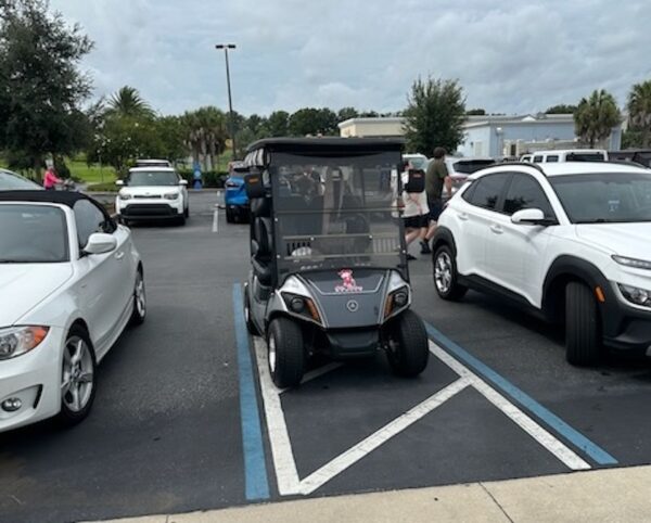 A member of the Parking Patrol shot this photo of an inconsiderate golf cart parked at Walmart at Sarasota Plaza A member of the Parking Patrol shot this photo of an inconsiderate golf cart parked at Walmart at Sarasota Plaza