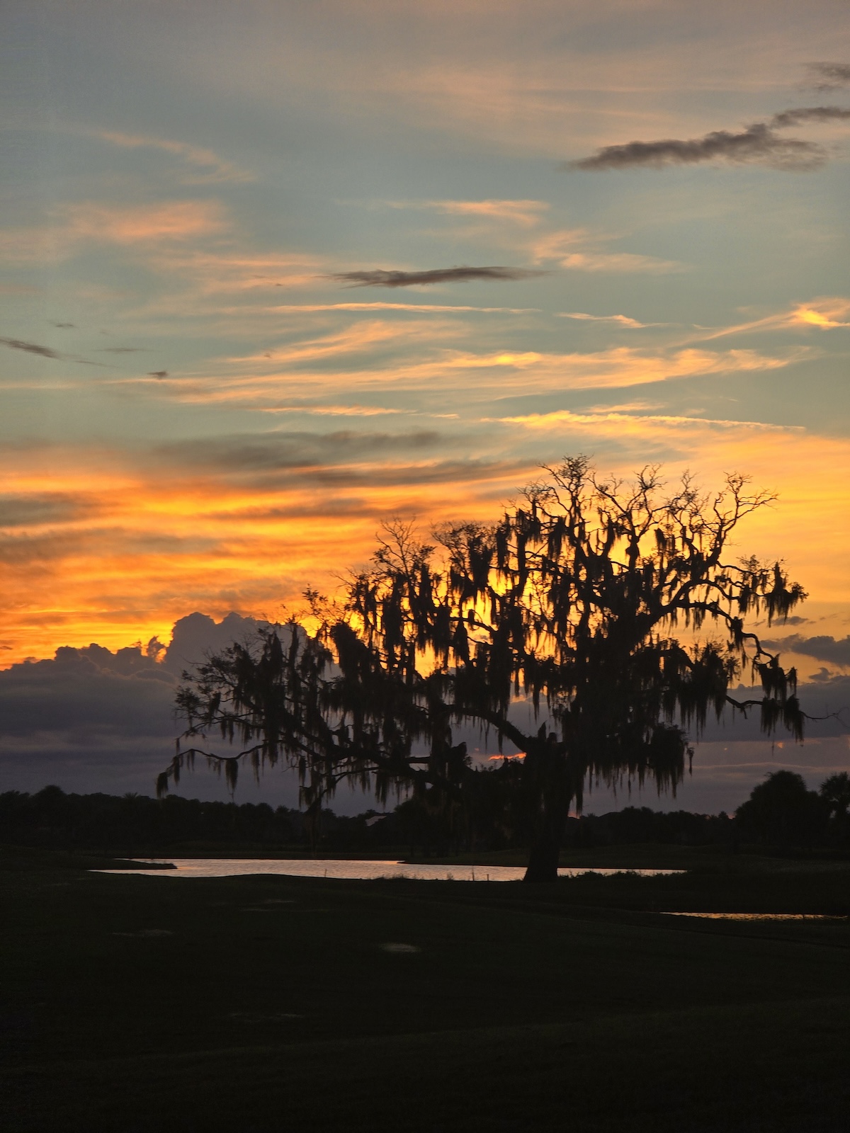 Beautiful sunset at Evans Prairie Golf Course Country Club in The Villages