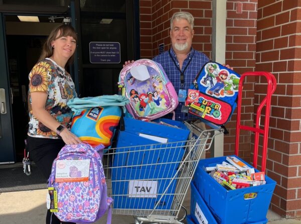 Lady Lake Library Youth Services Assistant Kourtney Fehr and The Villages Elementary of Lady Lake Principal Gregg Dudley. Lady Lake Library Youth Services Assistant Kourtney Fehr and The Villages Elementary of Lady Lake Principal Gregg Dudley.
