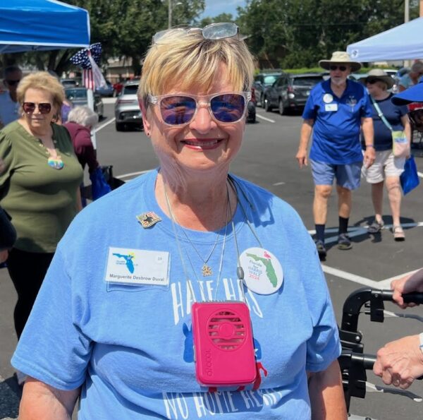 Marguerite Desbrow of the Village of Duval is registering educators for the campaigb Marguerite Desbrow of the Village of Duval is registering educators for the campaigb