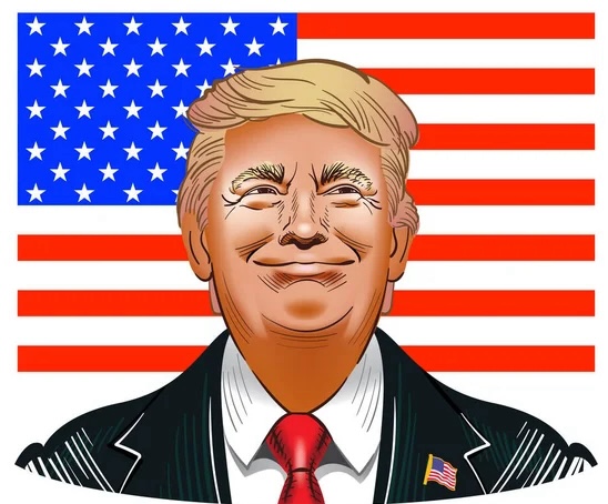 Trump with American Flag