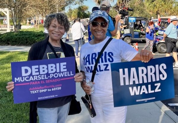 Cassie Harris, left, and Elsa Connor were thrilled to cast their votes for the Harris Walz ticket as well as for Debbie Mucarsel Powell Cassie Harris on the left and ElsaConnor were thrilled to cast their votes for the Harris Walz ticket as well as for Debbie Mucarsel Powell