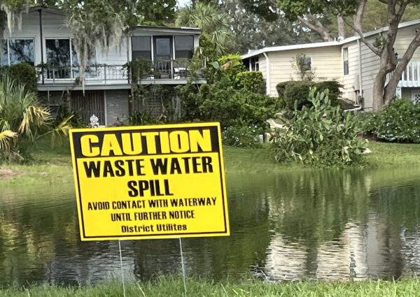 Signs indicate there was a wastewater spill at Lake Paradise Signs indicate there was a wastewater spill at Lake Paradise