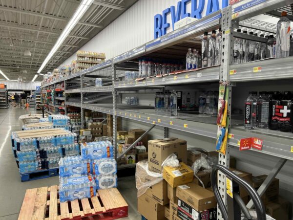 Water was in high demand Sunday at Walmart at Sarasota Plaza. Water was in high demand Sunday at Walmart at Sarasota Plaza.