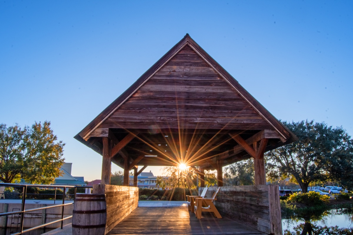 Gorgeous view of covered bridge in Lake Sumter Landing