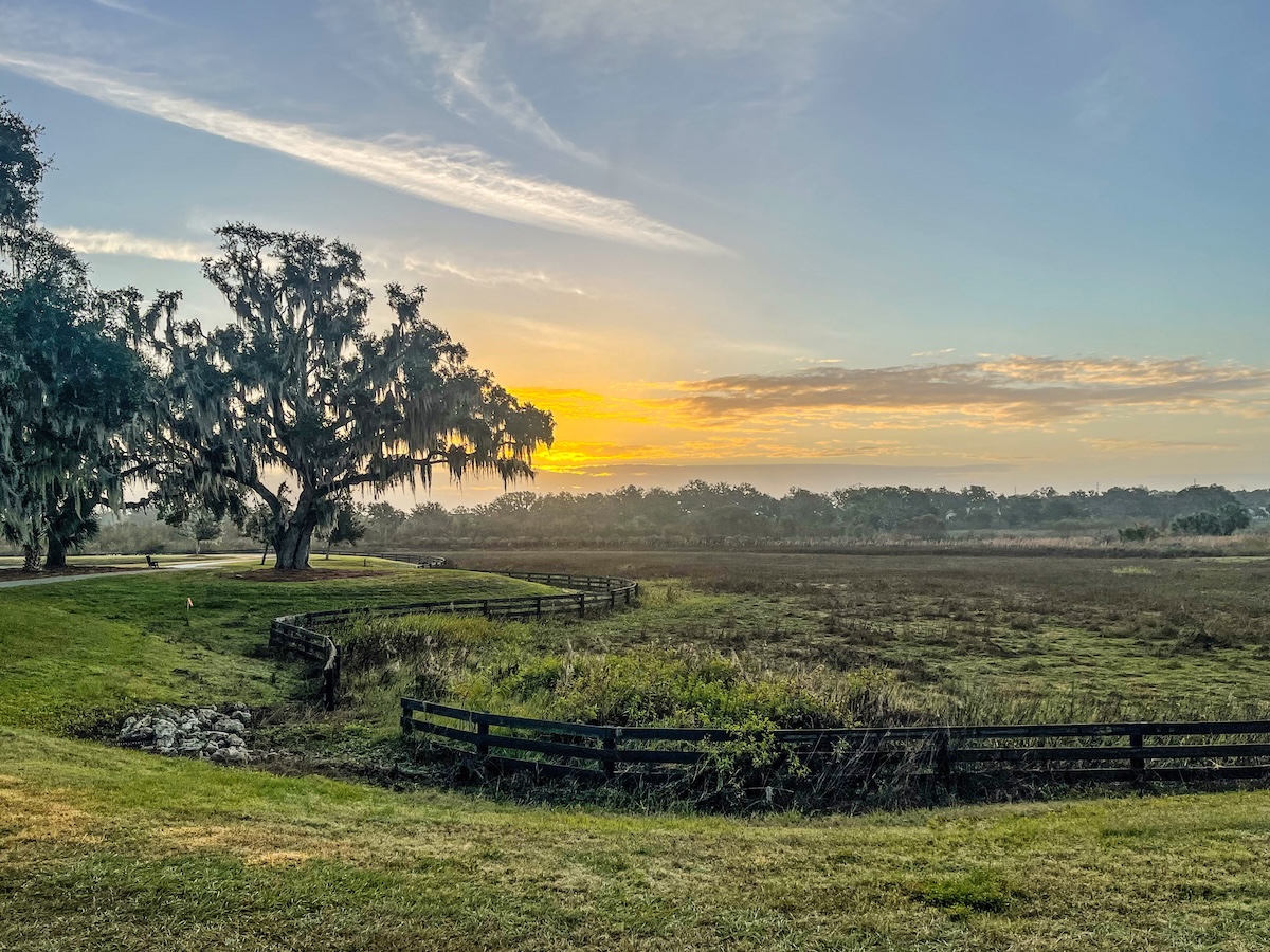 Beautiful sunrise along Hogeye Pathway in The Villages