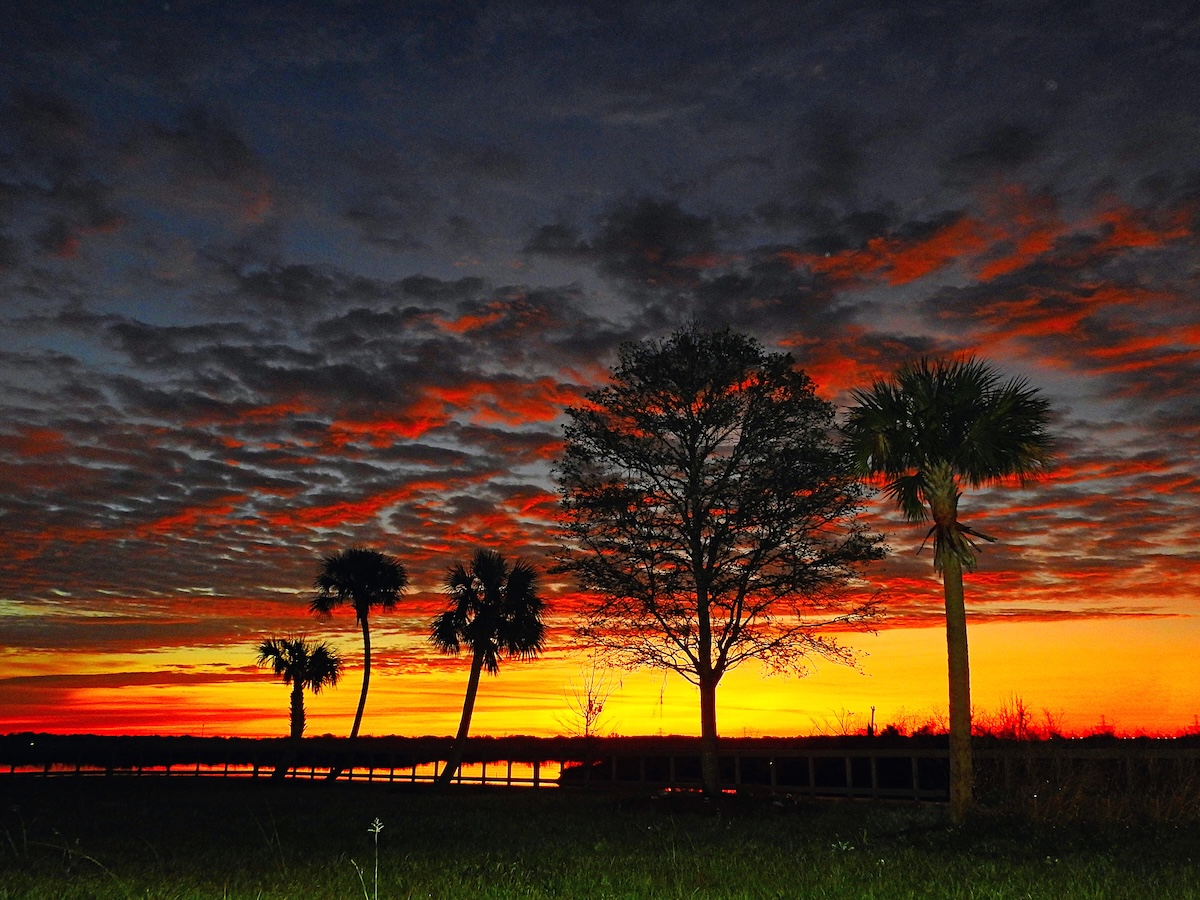 Dawn breaking behind Okahumpka Recreation Center