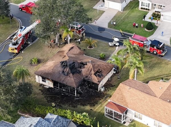 Fire heavily damaged a home Monday in the Village of Lynnhaven