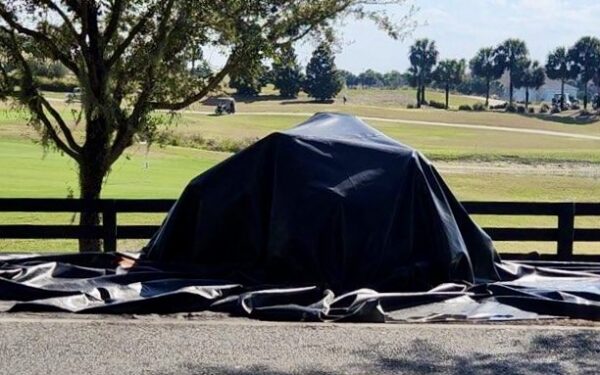 Firefighters used a special suppression blanket to bring the golf cart fire under control.
