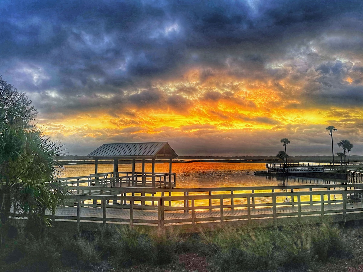 Sunrise behind Okahumpka Recreation Center