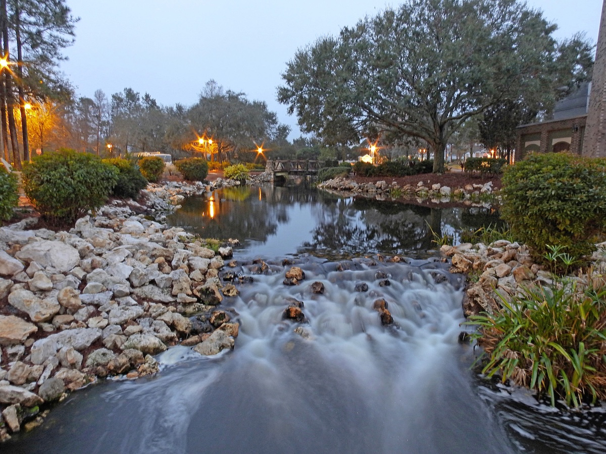 Waterfall at Wilkerson Creek Park in Lake Sumter Landing
