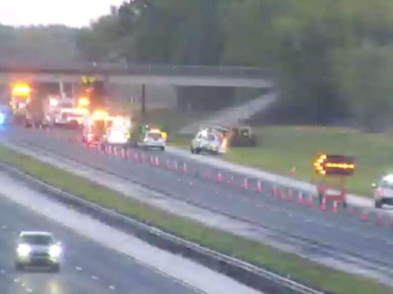 Cameras maintained by the Florida Department of Transportation show northbound lanes closed at mile marker 333 on I-75.