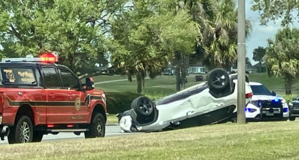 Emergency personnel were on the scene of an accident in which a car flipped on Buena Vista Boulevard Emergency personnel were on the scene of an accident in which a car flipped on Buena Vista Boulevard