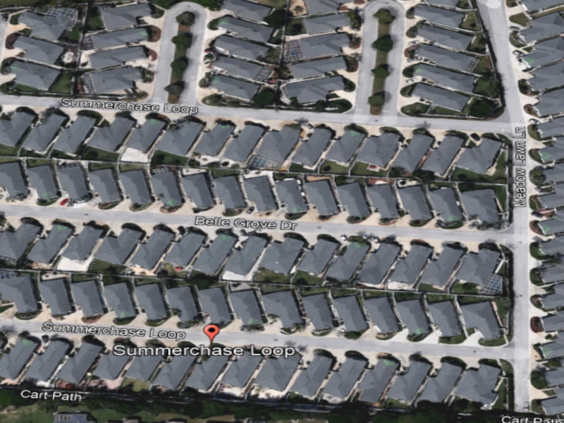 This older aerial view shows the uniformity of the roofs years ago in the Cottages of Summerchase