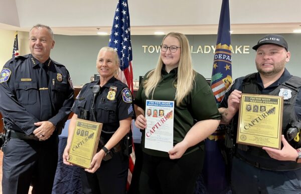 Chief Steven Hunt, Sgt. Michelle Bilbrey, Dispatcher Brooke Scott and Officer Andru Eckerdt, from left Chief Steven Hunt, Sgt. Michelle Bilbrey, Dispatcher Brooke Scott and Officer Andru Eckerdt, from left