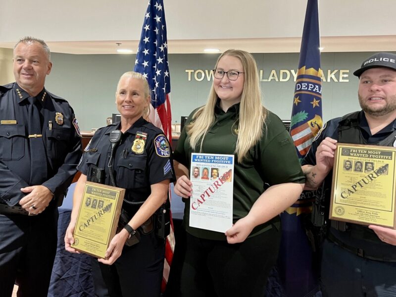 Chief Steven Hunt, Sgt. Michelle Bilbrey, Dispatcher Brooke Scott and Officer Andru Eckerdt, from left