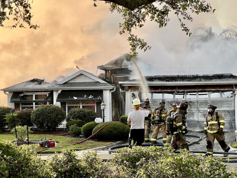 Firemen were able to attack the house fire from both the front and rear of the structure