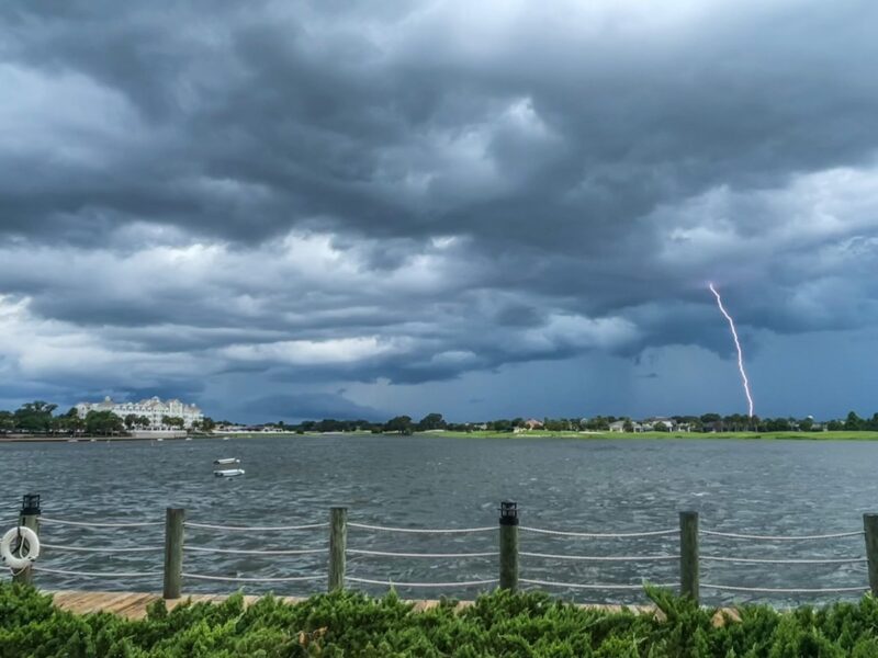Bolt of lightning strikes over Lake Sumter in The Villages