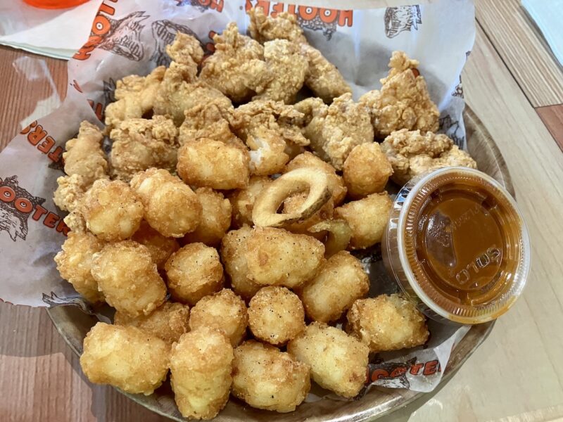 Boneless wings with tater tots are a possible dish at Hoooters