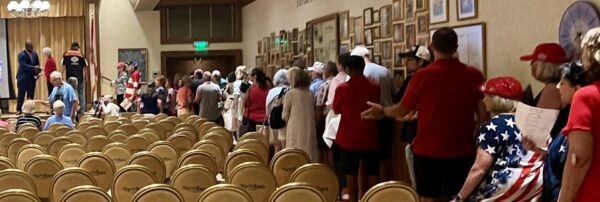 MAGA Club members lined up to meet U.S. Rep. Byron Donalds, far right. MAGA Club members lined up to meet U.S. Rep. Byron Donalds, far right.