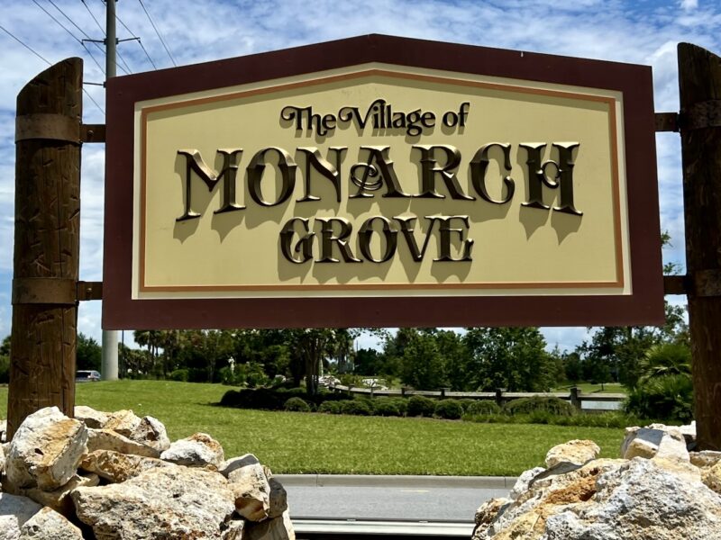 Monarch Grove entrance sign