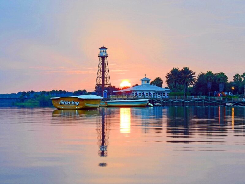 Peaceful morning sunrise at Lake Sumter Landing