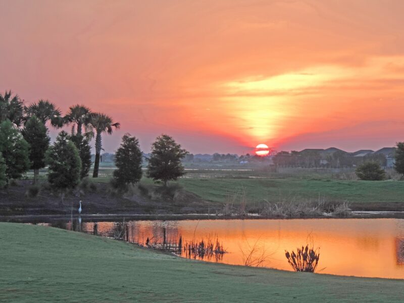 Beautiful morning sunrise over golf course in The Villages