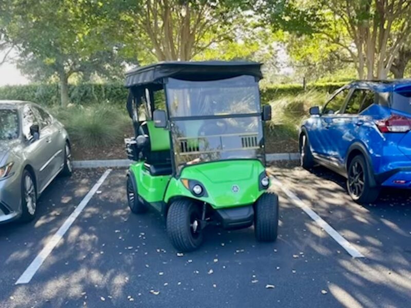 This golf cart driver showed off a fancy parking job at Colony Cottage Recreation Center