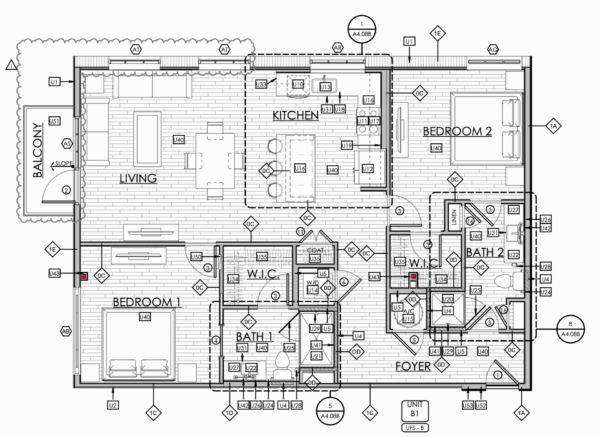 This is a layout for a two bedroom, two bathroom apartment at the Citrus Exchange Building This is a layout for a two bedroom, two bathroom apartment at the Citrus Exchange Building