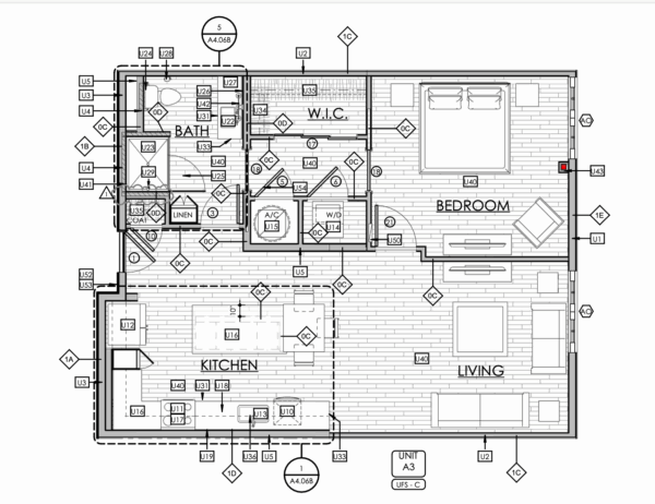This is the layout for a one bedroom, one bathroom apartment at the Citrus Exchange Building This is the layout for a one bedroom, one bathroom apartment at the Citrus Exchange Building