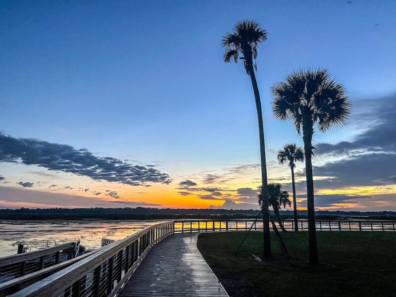 Peaceful sunrise behind the Okahumpka Recreation Center