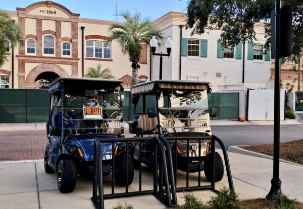 Some obviously confused golf cart drivers were parked at the bicycle rack at Spanish Springs Some obviously confused golf cart drivers were parked at the bicycle rack at Spanish Springs