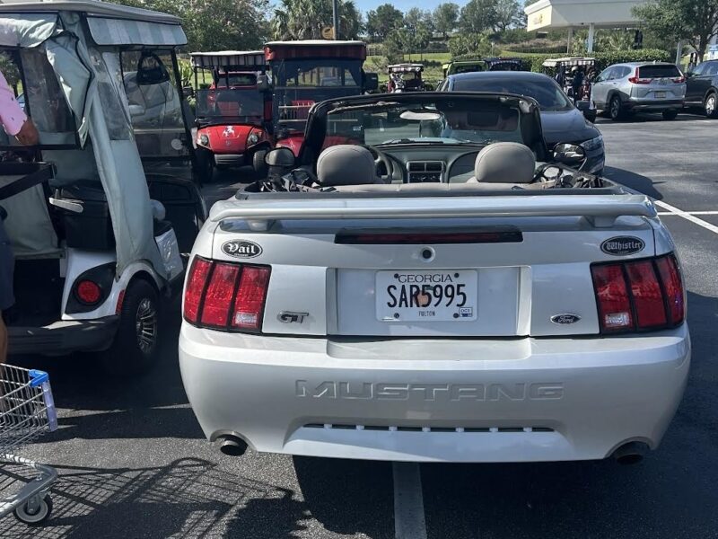 The convertible with Georgia plates was over the line at Walmart at Sarasota Plaza