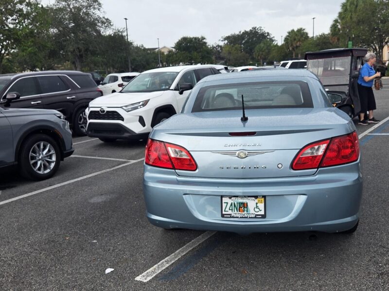 This driver had a hard time keeping it between the lines at Walmart at Buffalo Ridge Plaza