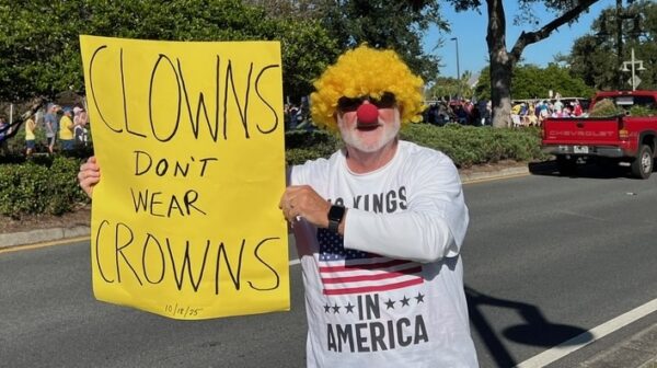 A man dressed as a clown joined the No Kings rally in The Villages A man dressed as a clown joined the No Kings rally in The Villages